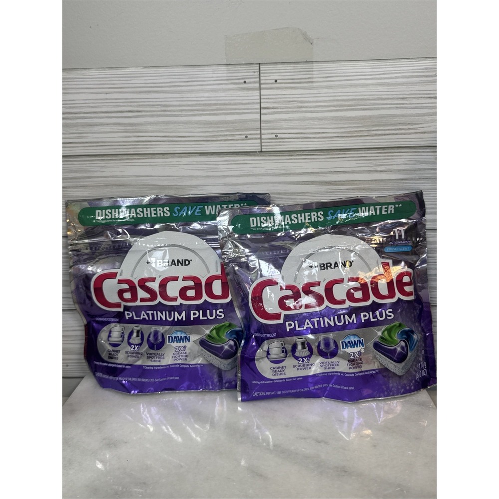2Cascade Platinum Plus Dishwasher Pods Mountain Scent 1 Pack 11Ct Dish Detergent